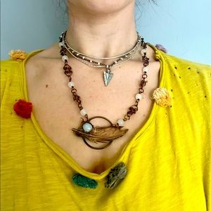 Artisan Copper Feather Necklace